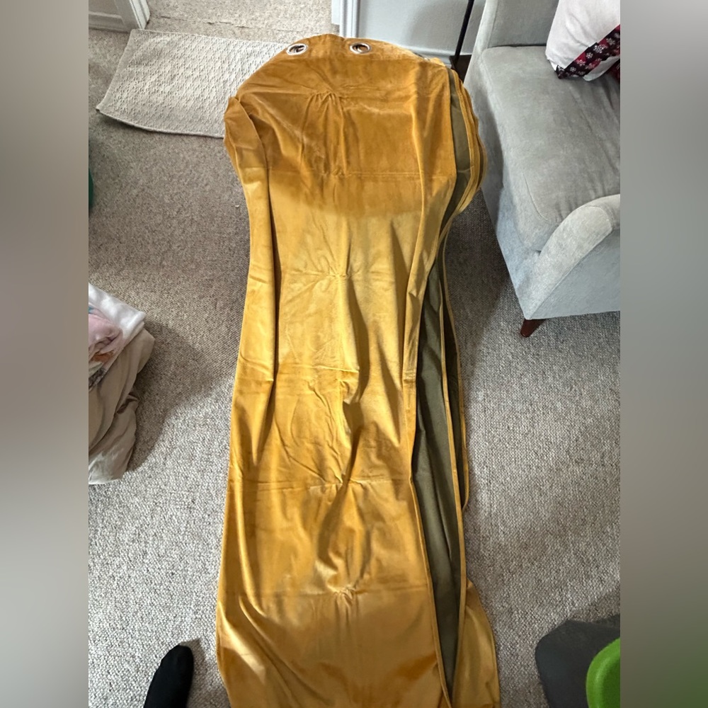Set of 2 panels - golden yellow velvet material- blackout